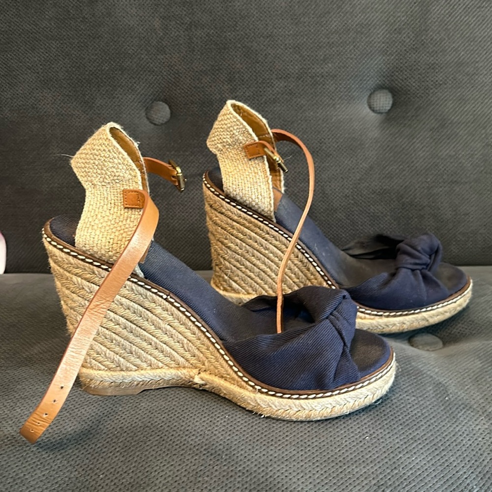 Tory Burch Navy Blue espadrille wedges